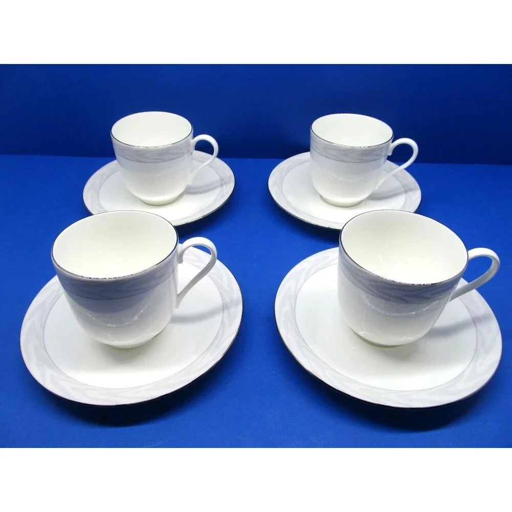Mikasa Satin Moire Cups And Saucers 4 sets  Produced 1988-89